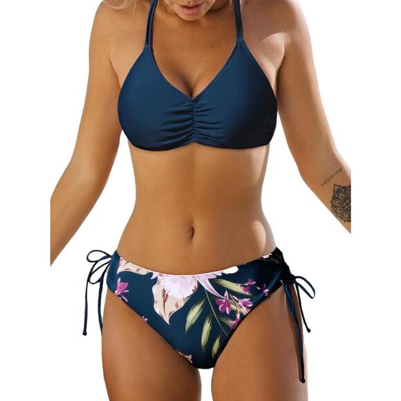 Braided Back Bikini with Reversible Bottoms Sexy 2 Piece Set - Picture 1 of 6